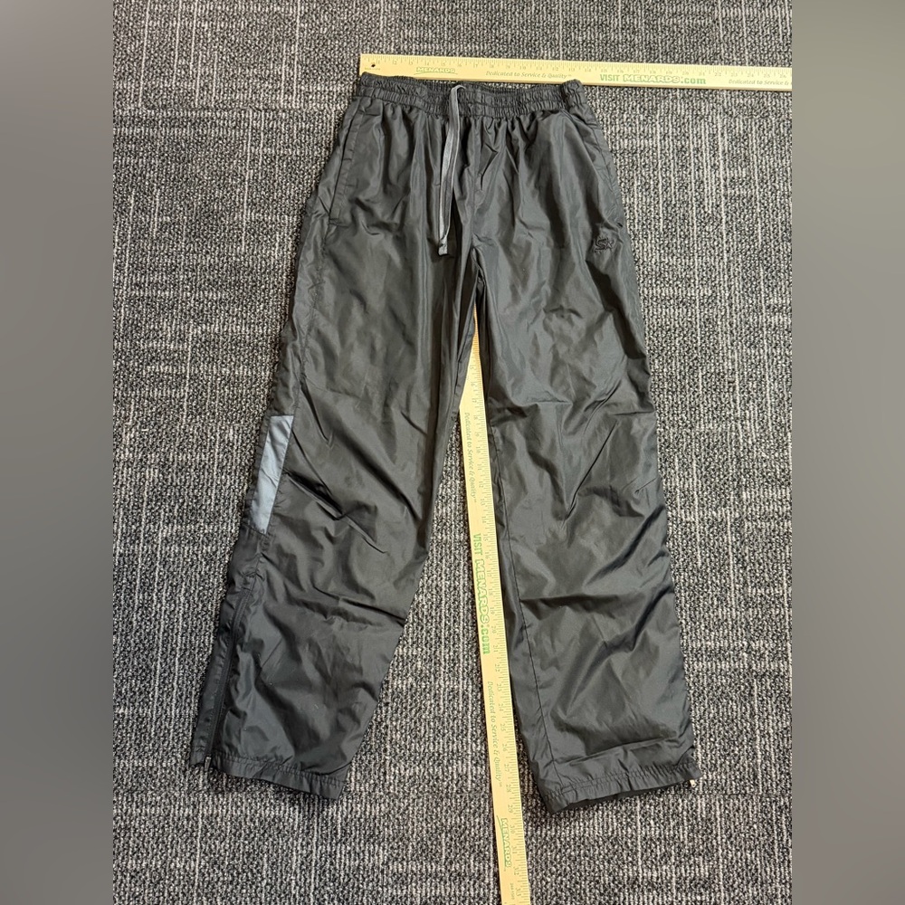 Vtg Starter Track Pants Mens Medium Black Polyester Loose Zip Legs Y2K